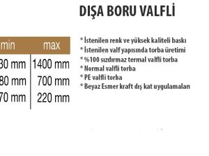 DIŞA BORU VALFLİ TORBA